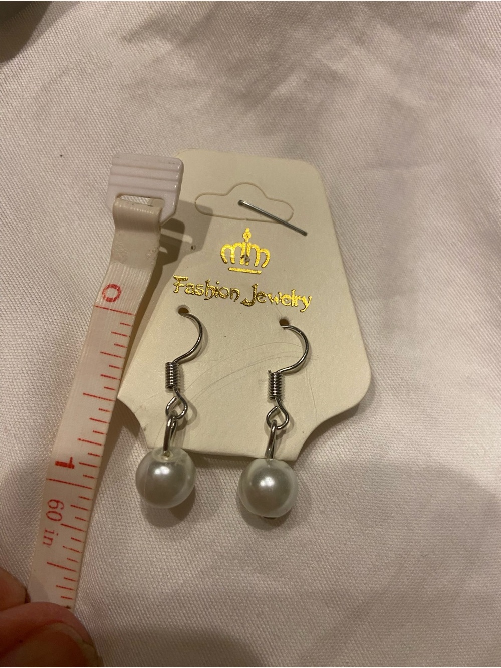 Fashion Jewelry Silver-Tone Faux Pearl Drop Earrings - White